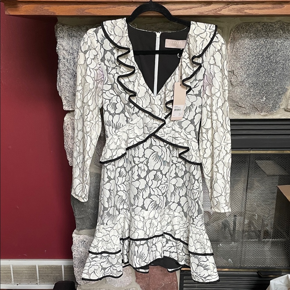 KEEPSAKE the Label Black and White Ruffle Dress